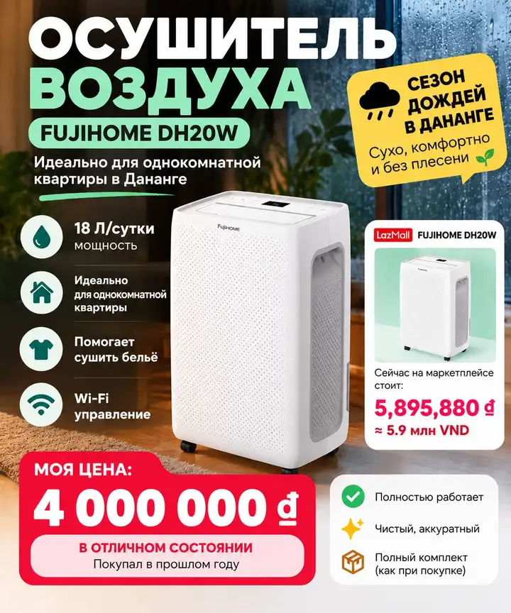 Осушитель воздуха FujiHOME DH20W Wi-Fi