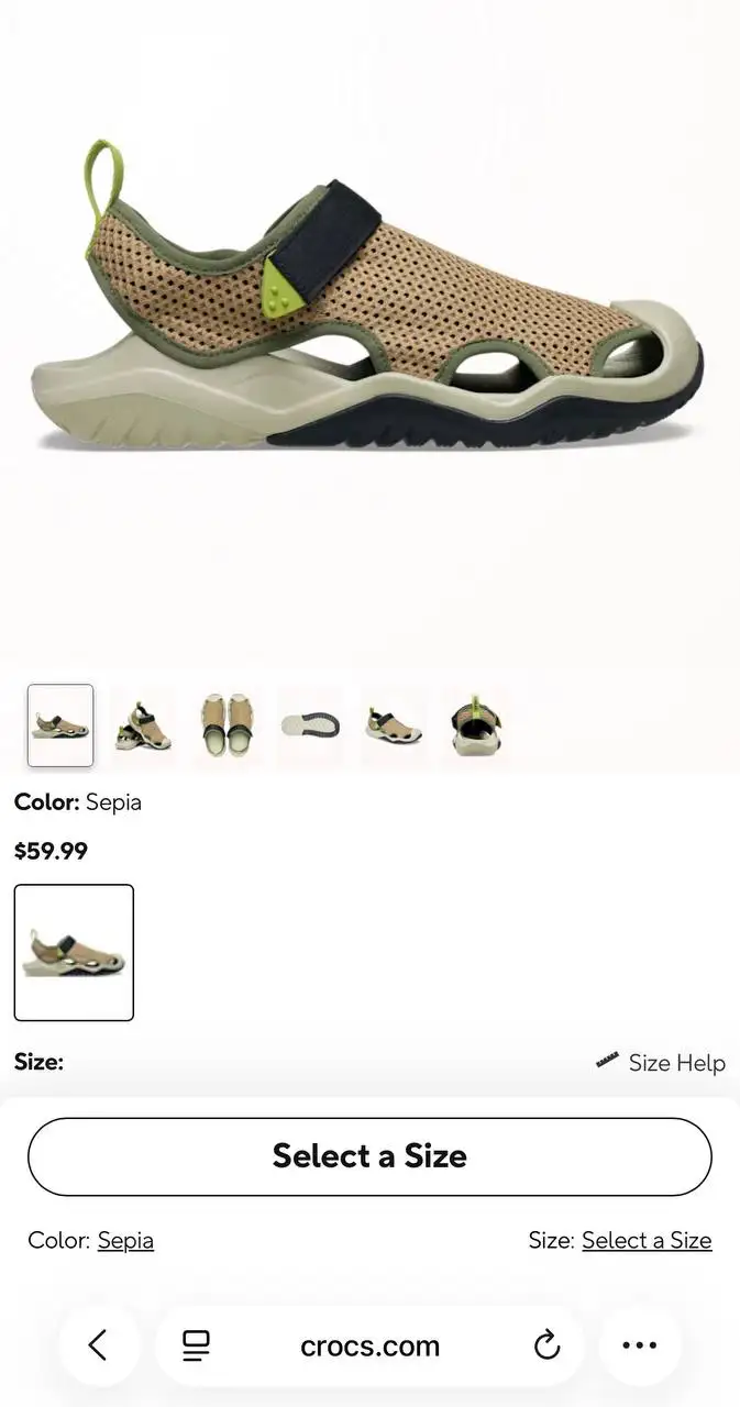 Crocs Swiftwater сандали цвета хаки