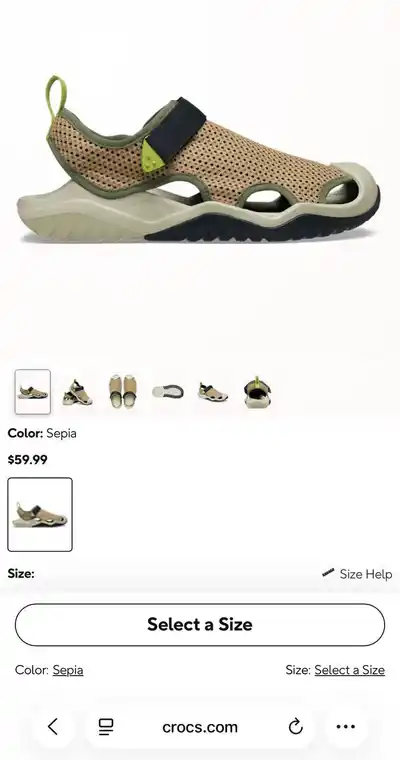 Crocs Swiftwater сандали цвета хаки
