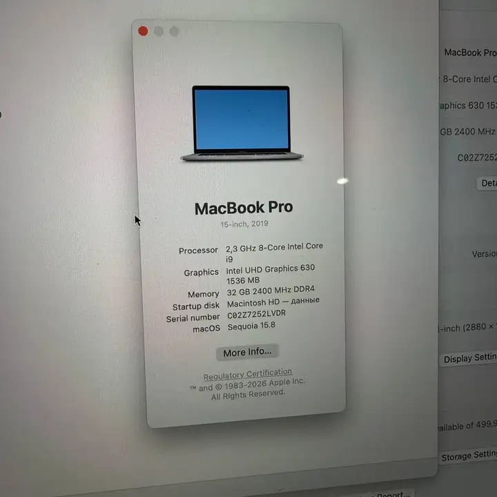 MacBook Pro i9 15" 32/512