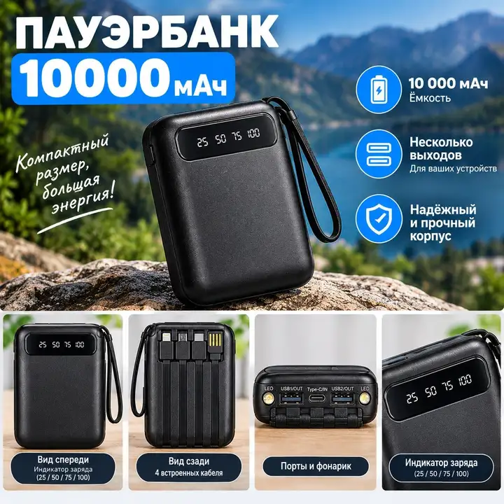 Внешний аккумулятор power bank 10.000mAh