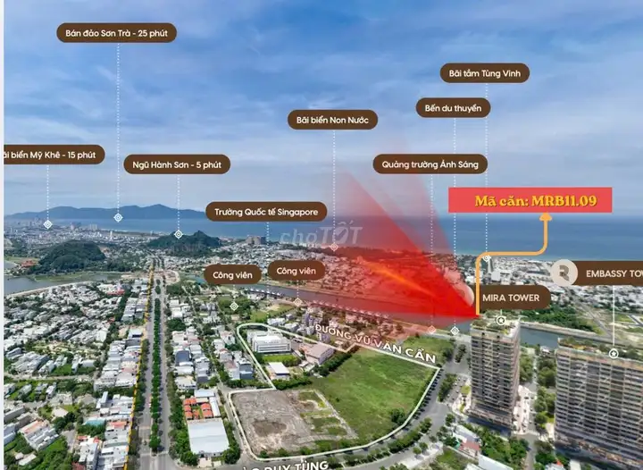 Квартира 1сп+ в Regal Complex, Дао Дуи Тунг, 67м2, 2 санузла, вид на Нгу Хан Сон