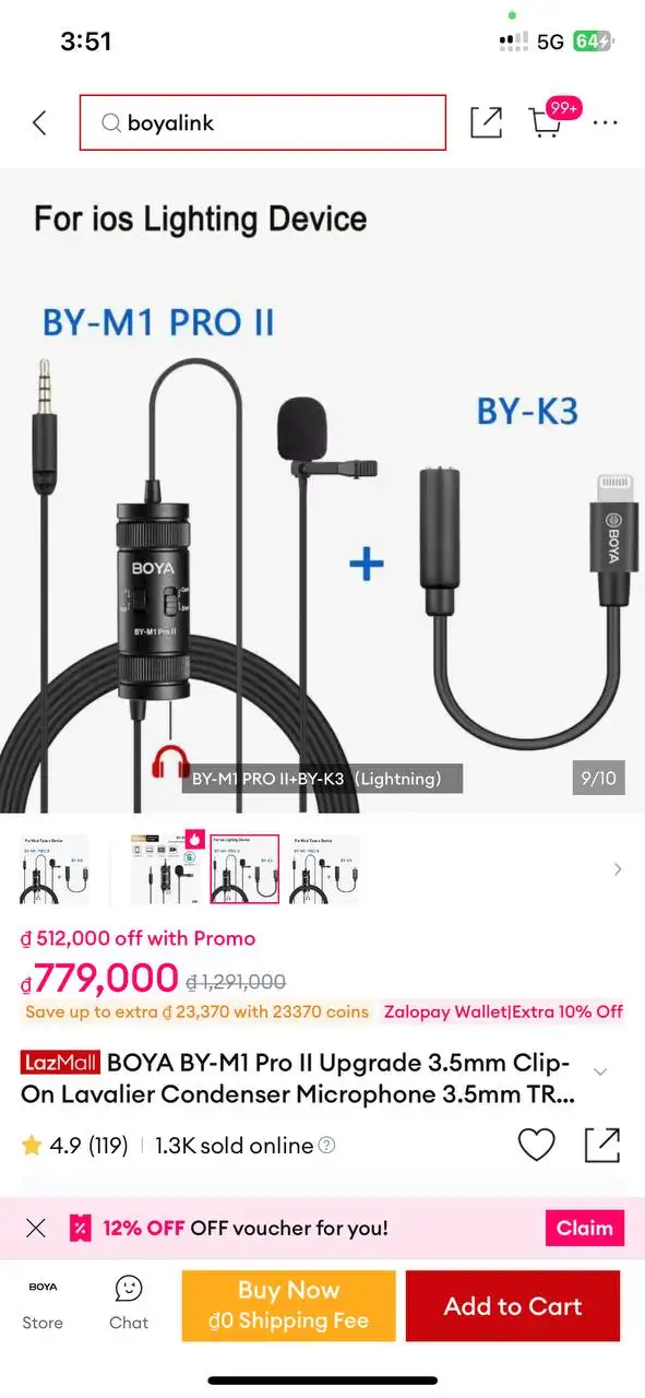 BOYA BY-M1 Pro II + BOYA BY-K3 (Lightning)