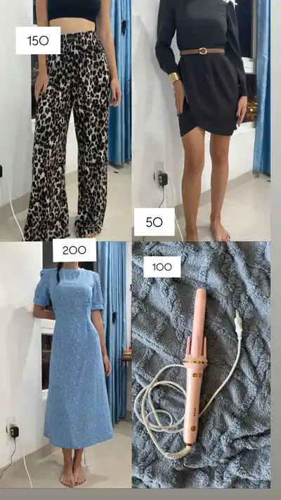 Плойка, микрофон, зонтик, платья, штаны, плед, подушка, маска для сна