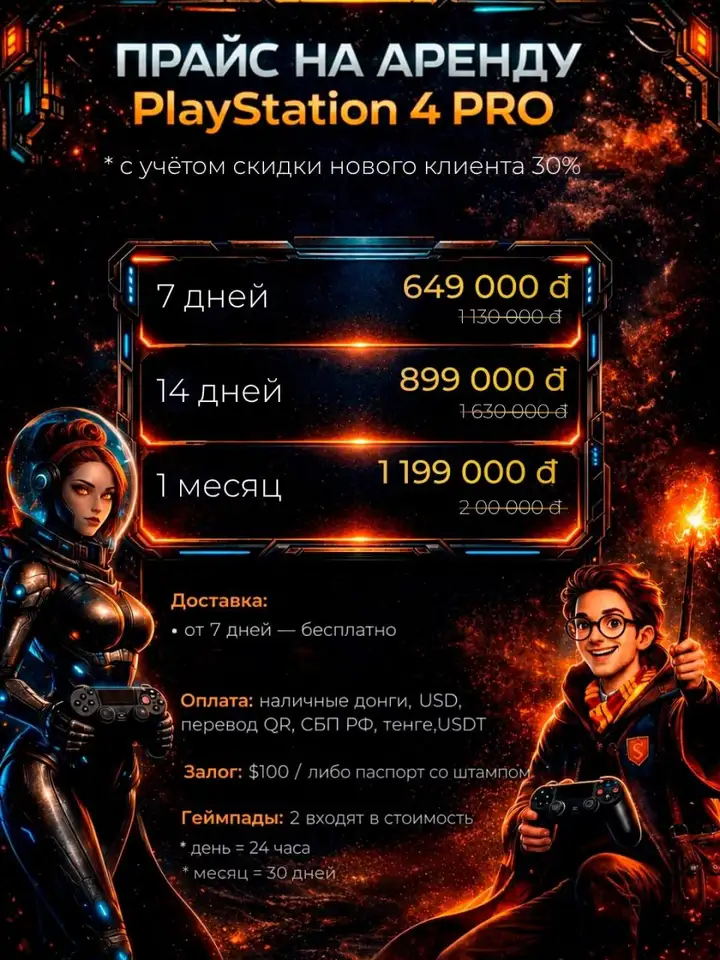 Аренда Sony PlayStation 5 и PS4 Pro