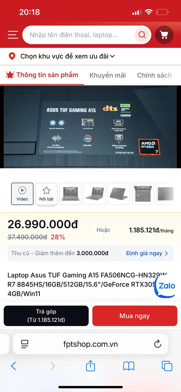 Игровой ноутбук Asus TUF Gaming A15
