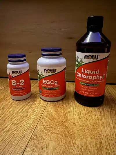 Витамины NOW: B-2, Green Tea EGCg, Chlorophyll