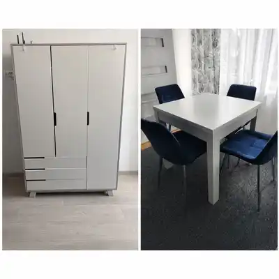 Шкаф и стол со стульями