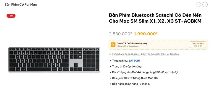 Bluetooth-клавиатура Satechi Slim X3 (для Mac)