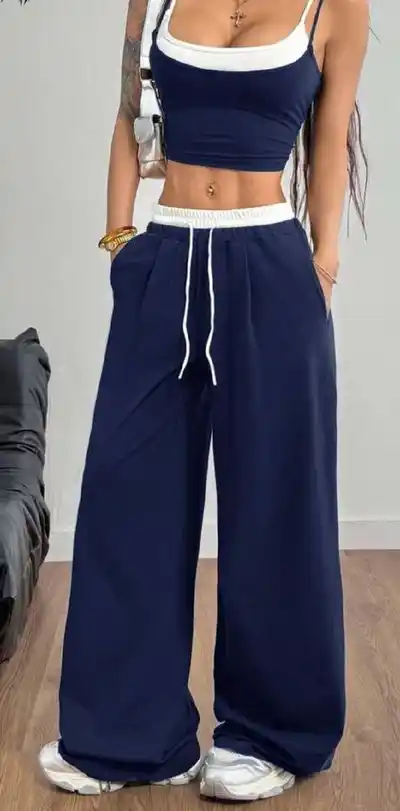 Спортивный костюм топ и штаны XS Navy Blue