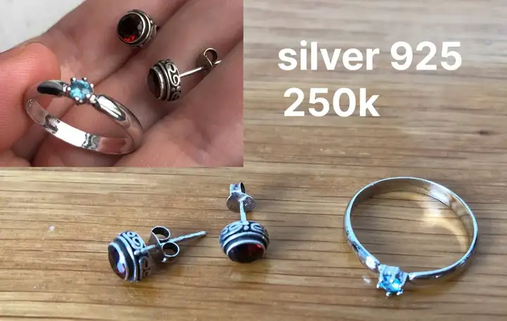 Кольцо и серьги пуссеты серебро 925