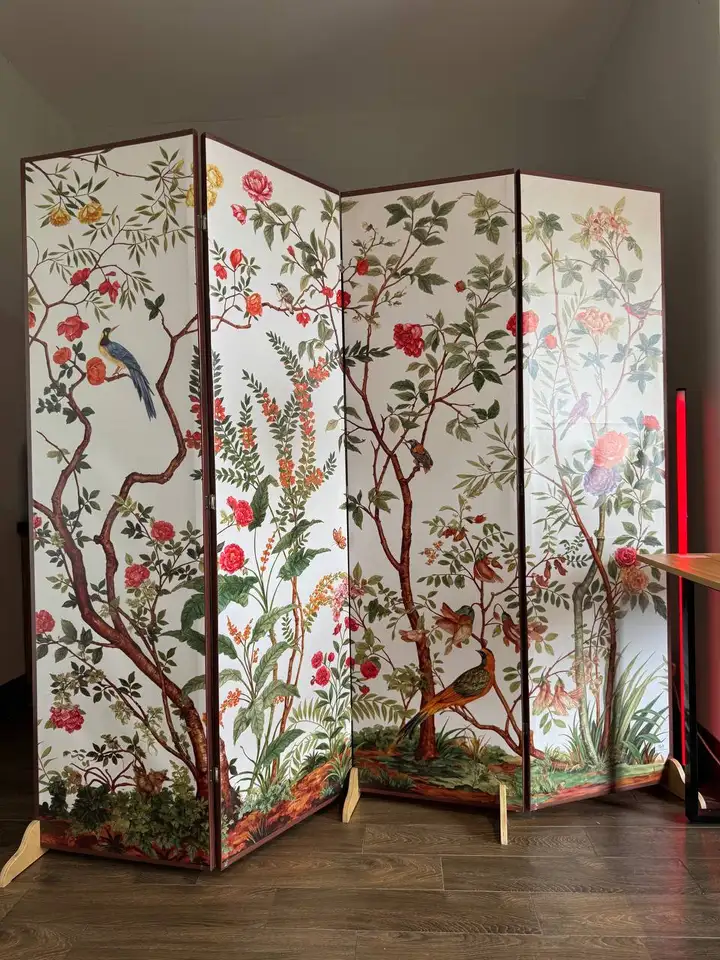 Decorative Folding Room Divider / Floral Screen