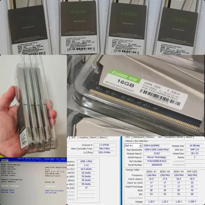 Оперативная память для ПК 64Gb DDR4 3200 CL16-18