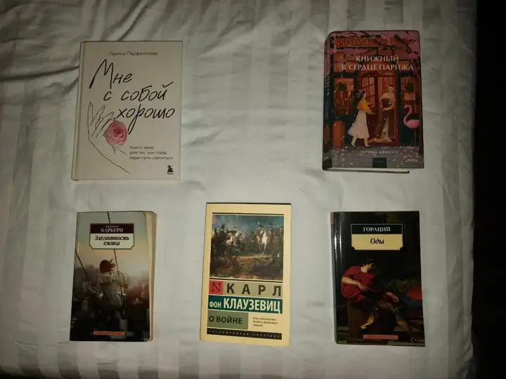 Книги: Мне с собой хорошо, Книжный в сердце Парижа, Элегантность ежика, О Войне, Оды