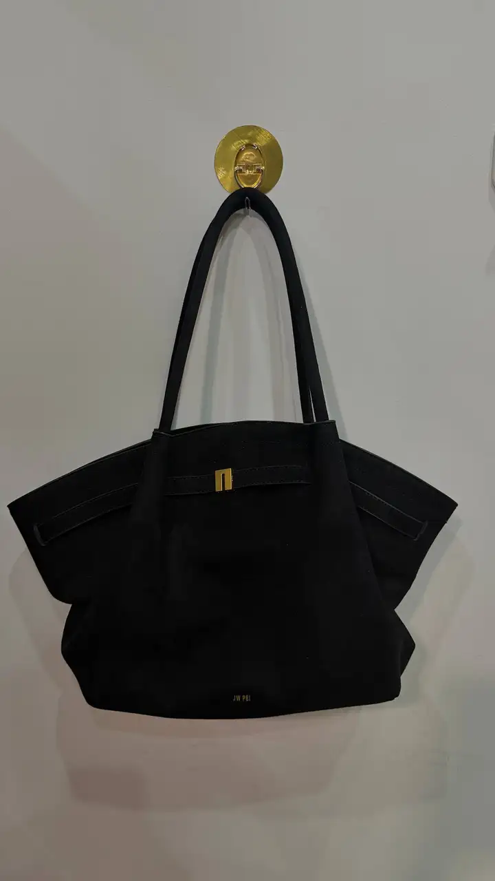 JW PEI Hana Medium Faux Suede Tote Bag — Black