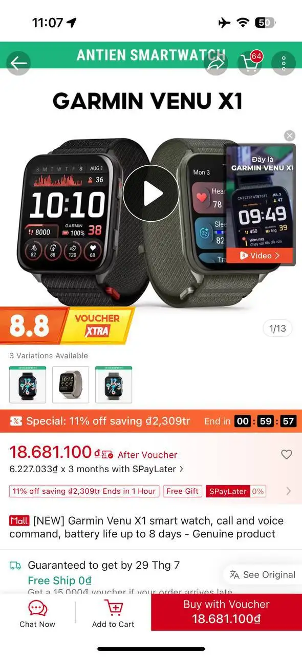 Smart Watch Garmin Venu x1
