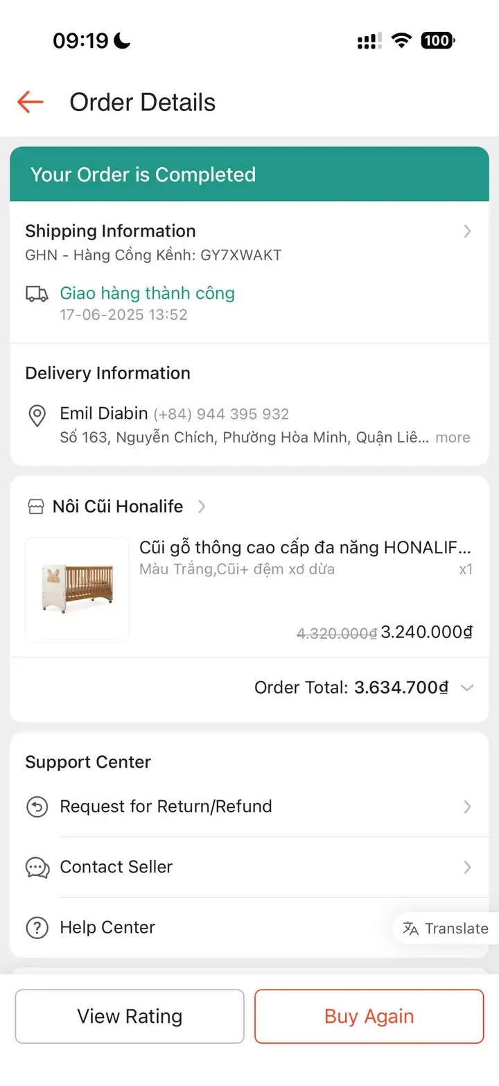 Детская кроватка Honalife + матрас + 3 наматрасника