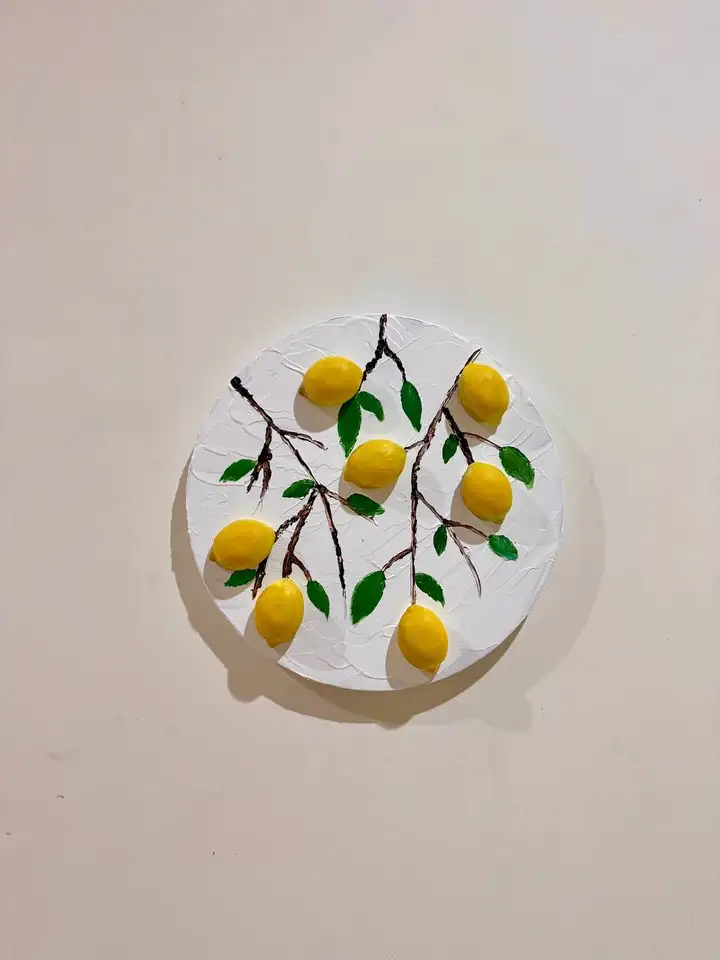 Картина с 3D лимонами, диаметр 30 см