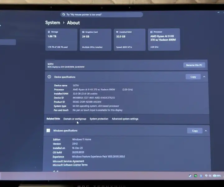 Ноутбук ASUS ROG Zephyrus G14 2025