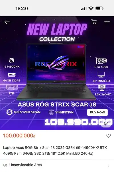 Игровой ноутбук ASUS ROG Strix SCAR 18 (G834)