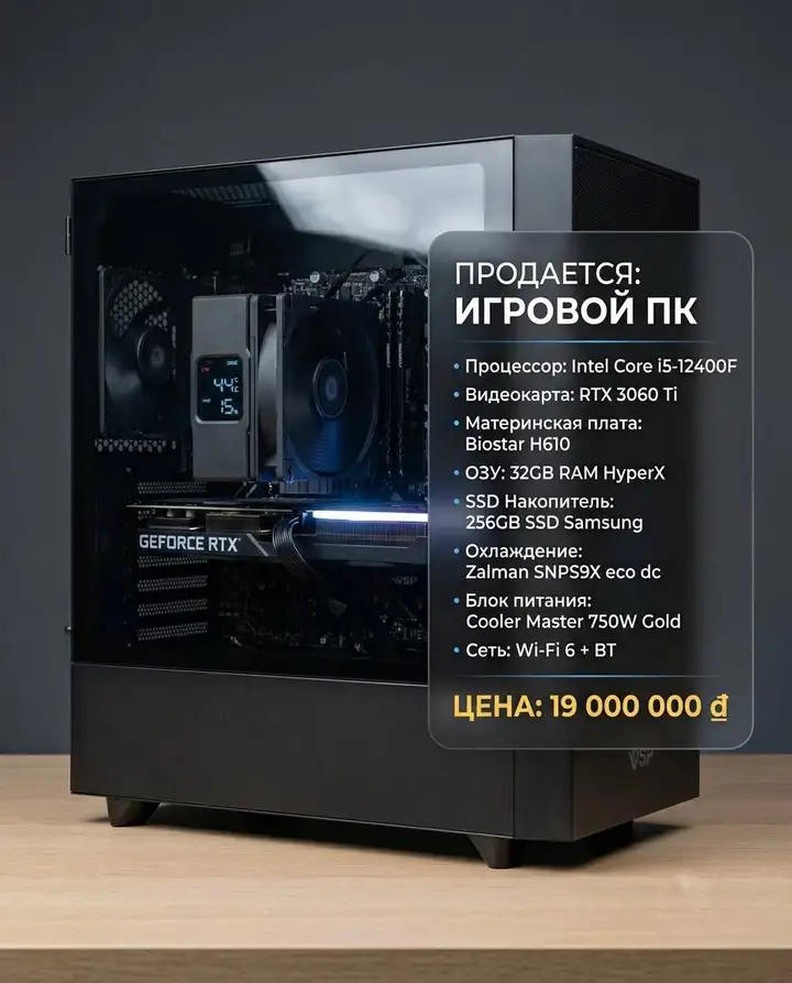 Игровой ПК i5-12400F / RTX 3060 Ti / 32GB