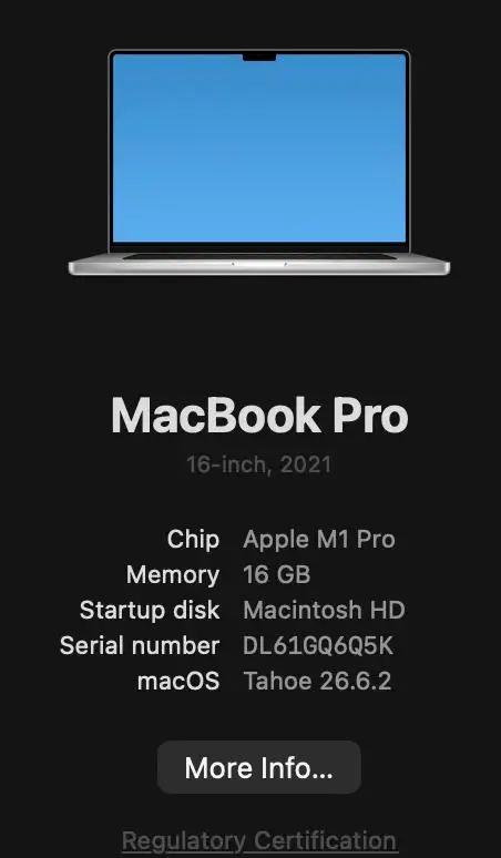 Macbook Pro 16'' M1 Pro 16/512