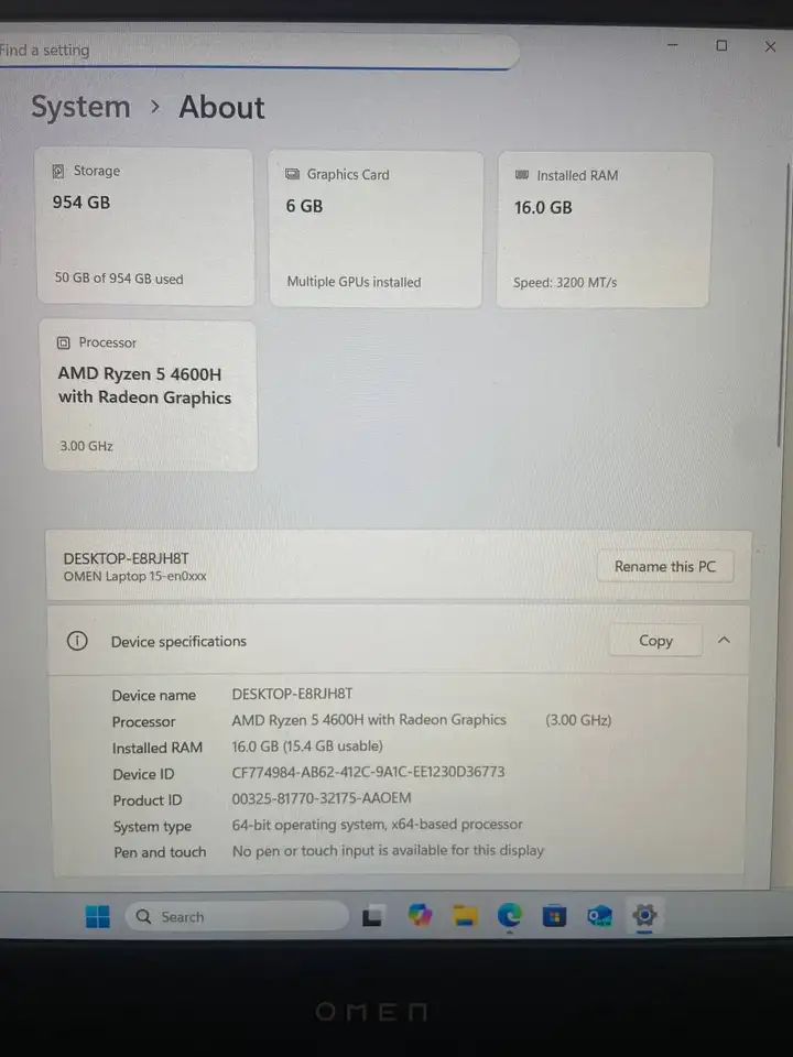 Ноутбук HP Omen 15-en0805no