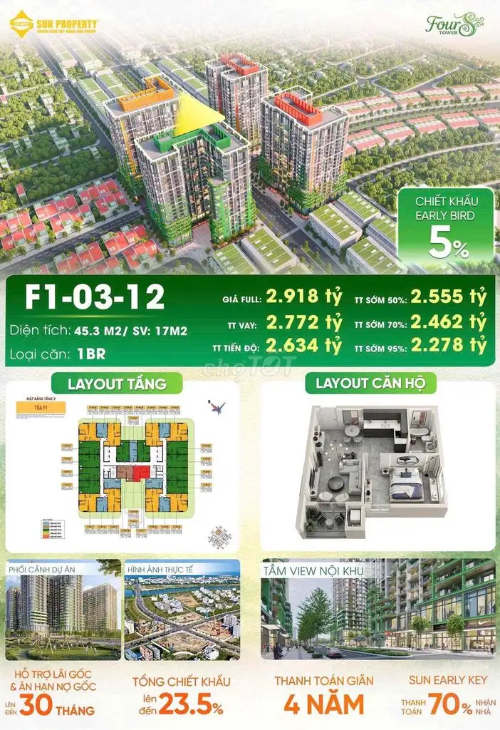 1-комн. квартира в FourS Tower, Sun Riverpolis, Южный Дананг
