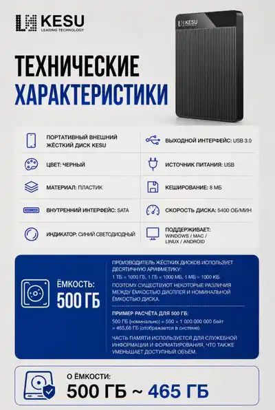 Переносной жесткий диск 500 ГБ