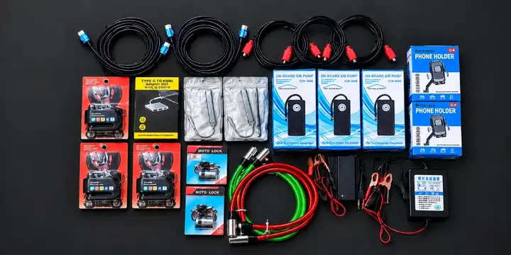 HDMI кабели, переходники Type-C, замки, держатель, компрессор, зарядка