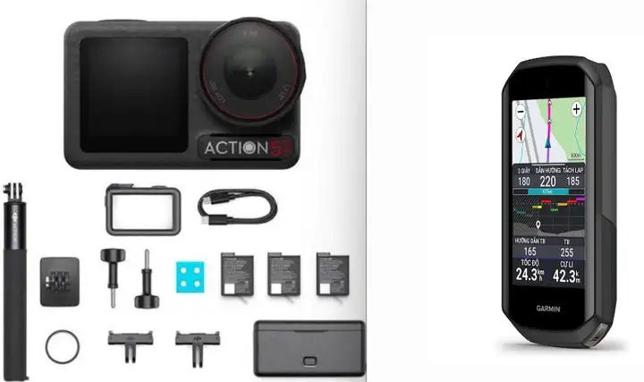 Garmin Edge 1050, DJI Osmo Action 5 Pro, DJI Mic 2