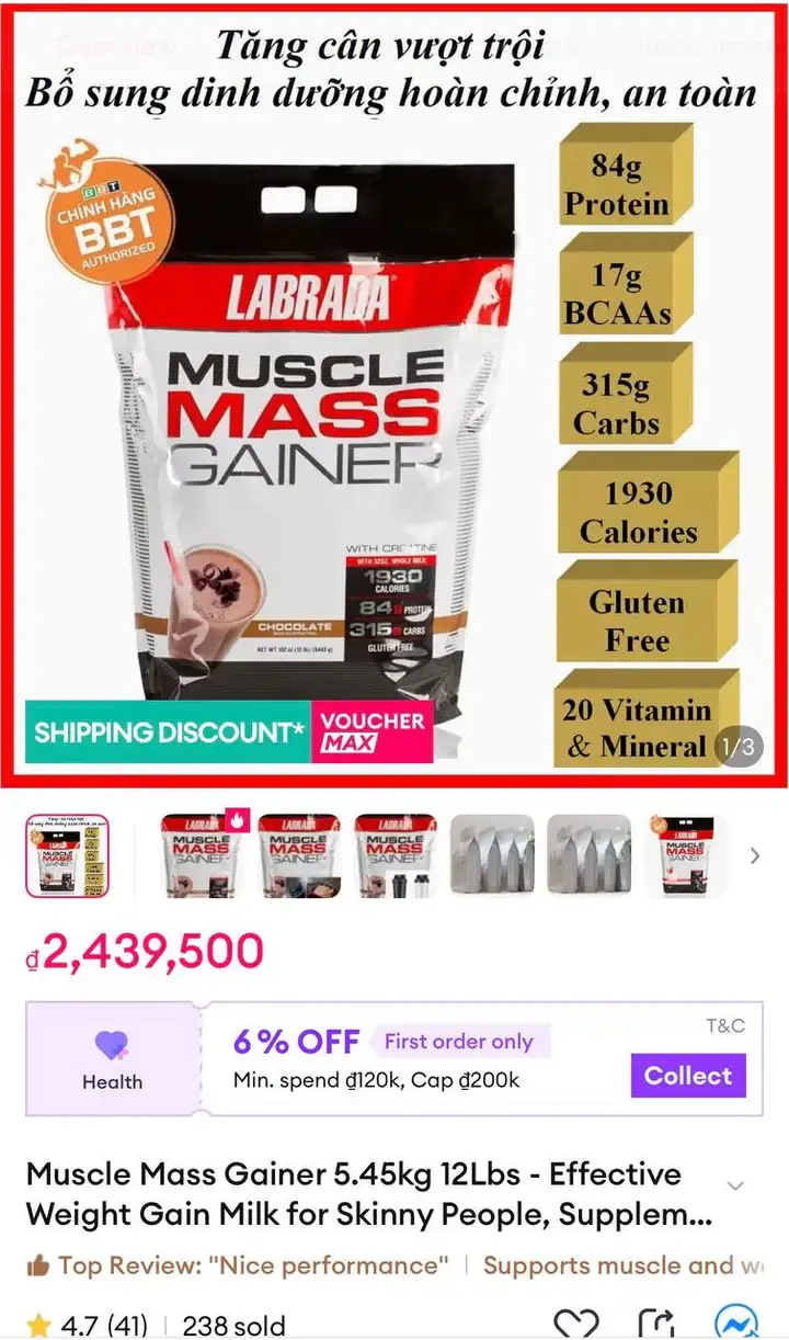 Labrada Muscle Mass Gainer 3 кг