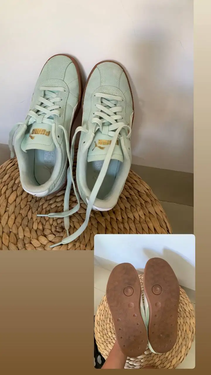 Набор вещей: таро, зубные пасты, топ, футболка Reebok, кроссовки Puma, сумочка Celine, постеры, умный чемодан