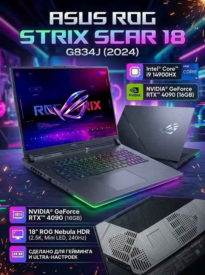 Игровой ноутбук ASUS ROG Strix SCAR 18 (G834)