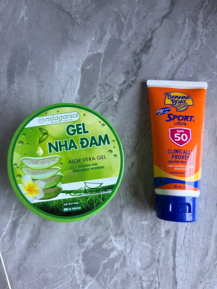 Гель алоэ Milaganics 300 мл и солнцезащитный крем Banana Boat Sport Ultra SPF 50