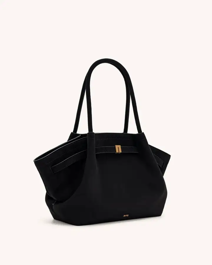 JW PEI Hana Medium Faux Suede Tote Bag — Black