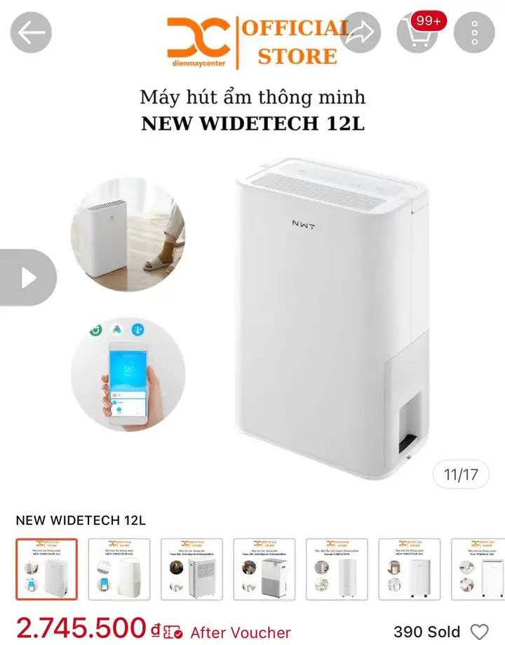 Осушитель воздуха NEW WIDETECH 12L WDH312ENW1