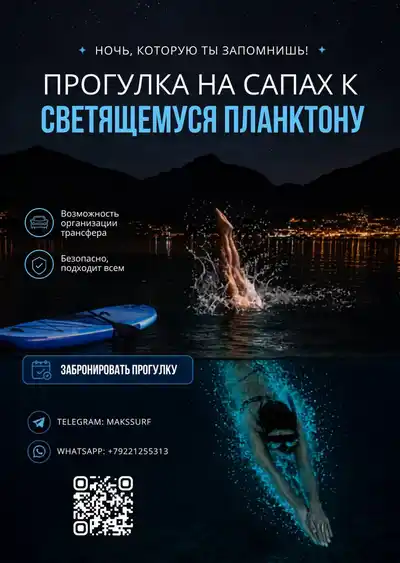 Ночная SUP-прогулка со светящимся планктоном