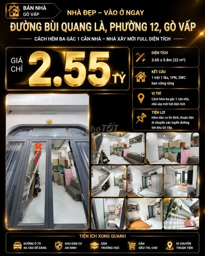 [SHR] Quang Trung 1 trệt 2 lầu 3 phòng ngủ 2WC - ngay trung tâm