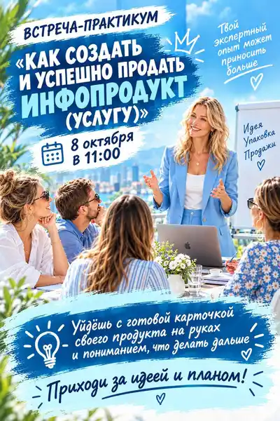 Встреча-практикум «Как создать и успешно продать инфопродукт (услугу)»