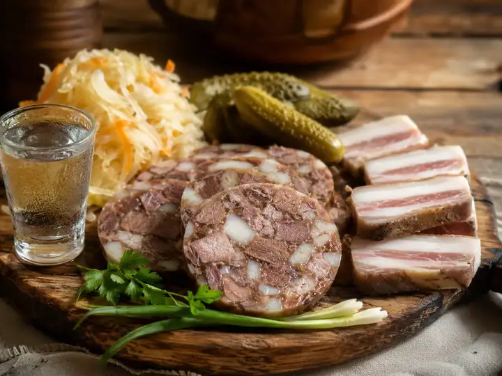 Домашние колбаски, кровяная колбаса, зельц