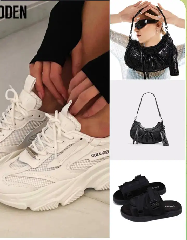 Кроссовки Steve Madden, сумка Aldo, шлепки Niubis
