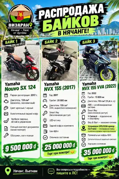 Скутеры Yamaha Nouvo SX 124, NVX 155 (2017), NVX 155 VVA (2022)
