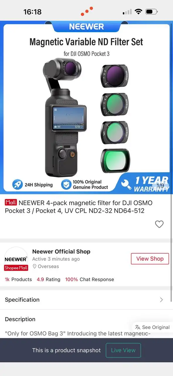Набор фильтров и линз для DJI Osmo Pocket 3/4