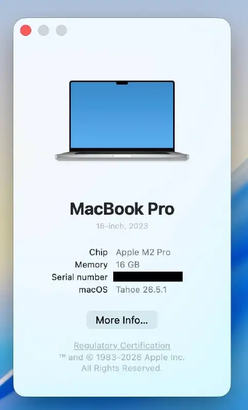 MacBook Pro 16" (2023) M2 Pro / 16GB / 1TB SSD