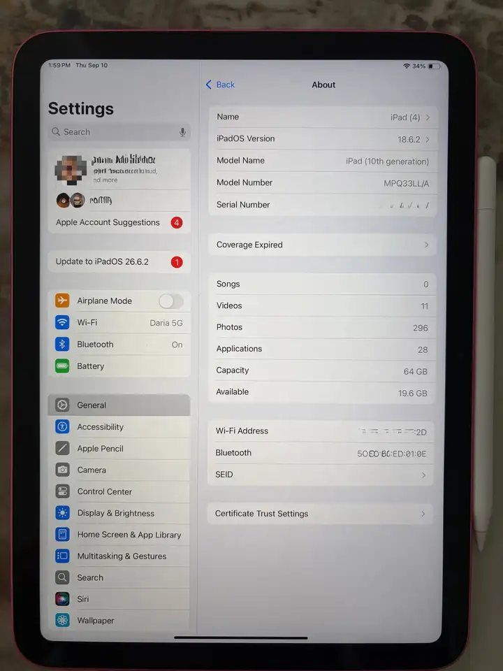 iPad 10-го поколения 64GB + Apple Pencil + чехол