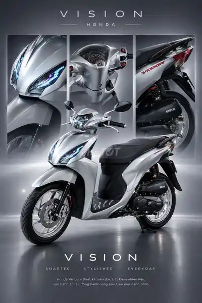 Honda Vision 2016, серебристый, много тюнинга